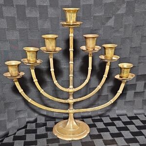 Beautiful Solid Brass 7-Arm Adjustable Candelabrum or Menorah